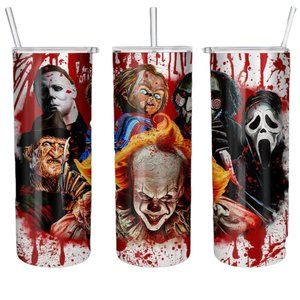 Horror Movie Chucky Ghost Face Freddy 20oz Skinny Tumbler Double Insulated